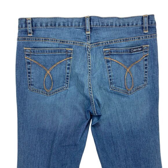 Calvin Klein Flare Leg Jeans 12 Blue Medium Wash Stretch Business Casual Denim - Picture 7 of 16